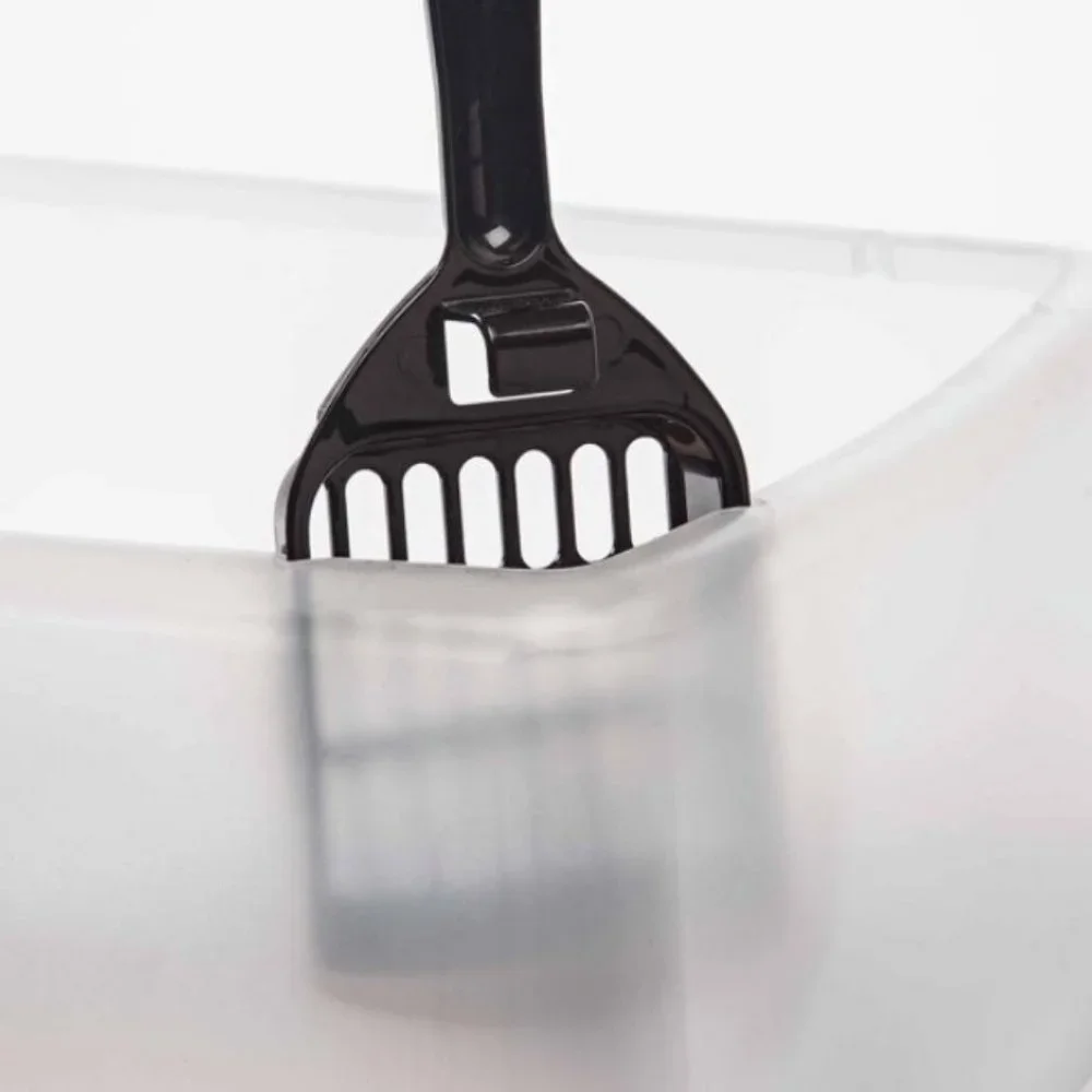Open-Top Cat Litter Box with Shield and Scoop, Black